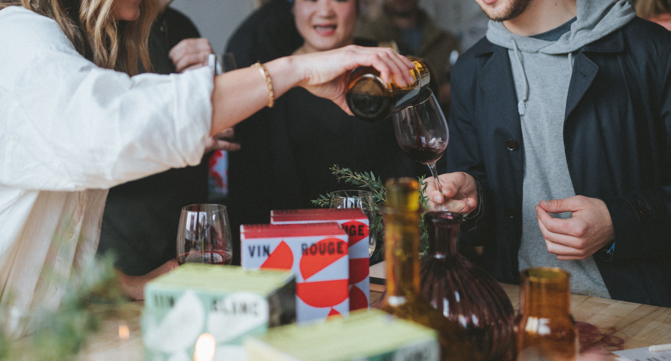 People enjoying boxed wine