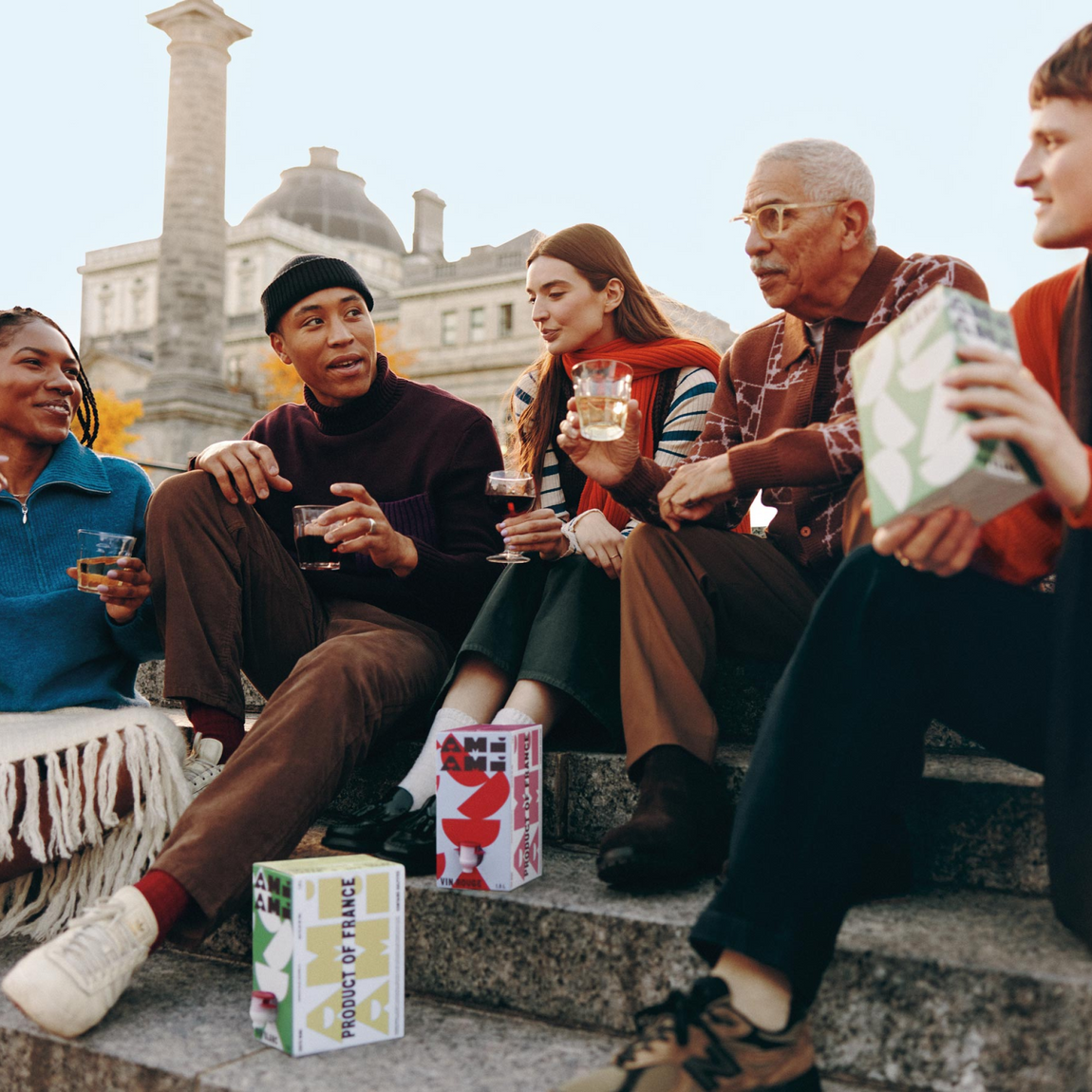 People enjoying boxed wine